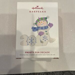 Hallmark Frosty Fun Snowman Ornament with Green and Blue Accents 2019 Christmas